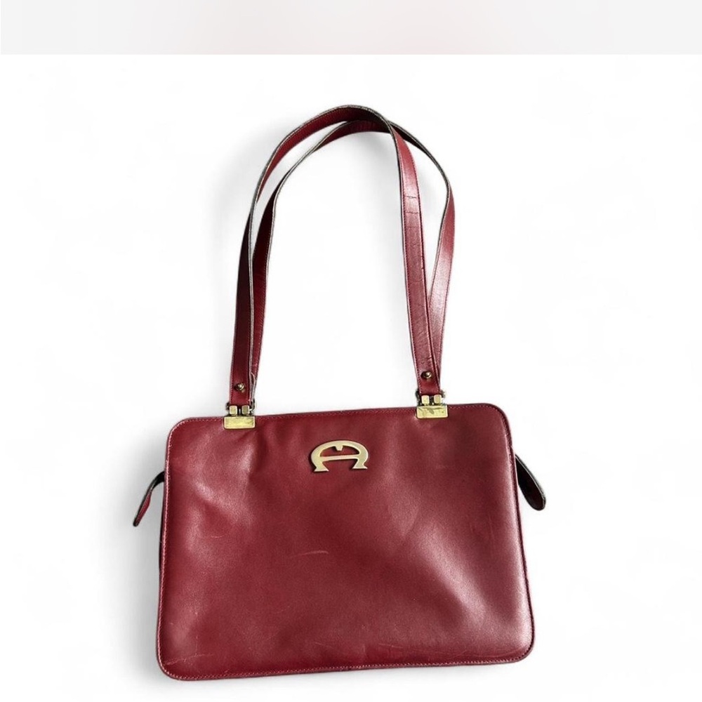 Vintage Etienne Aigner Burgundy Leather Satchel Work Bag Shoulder Oxblood